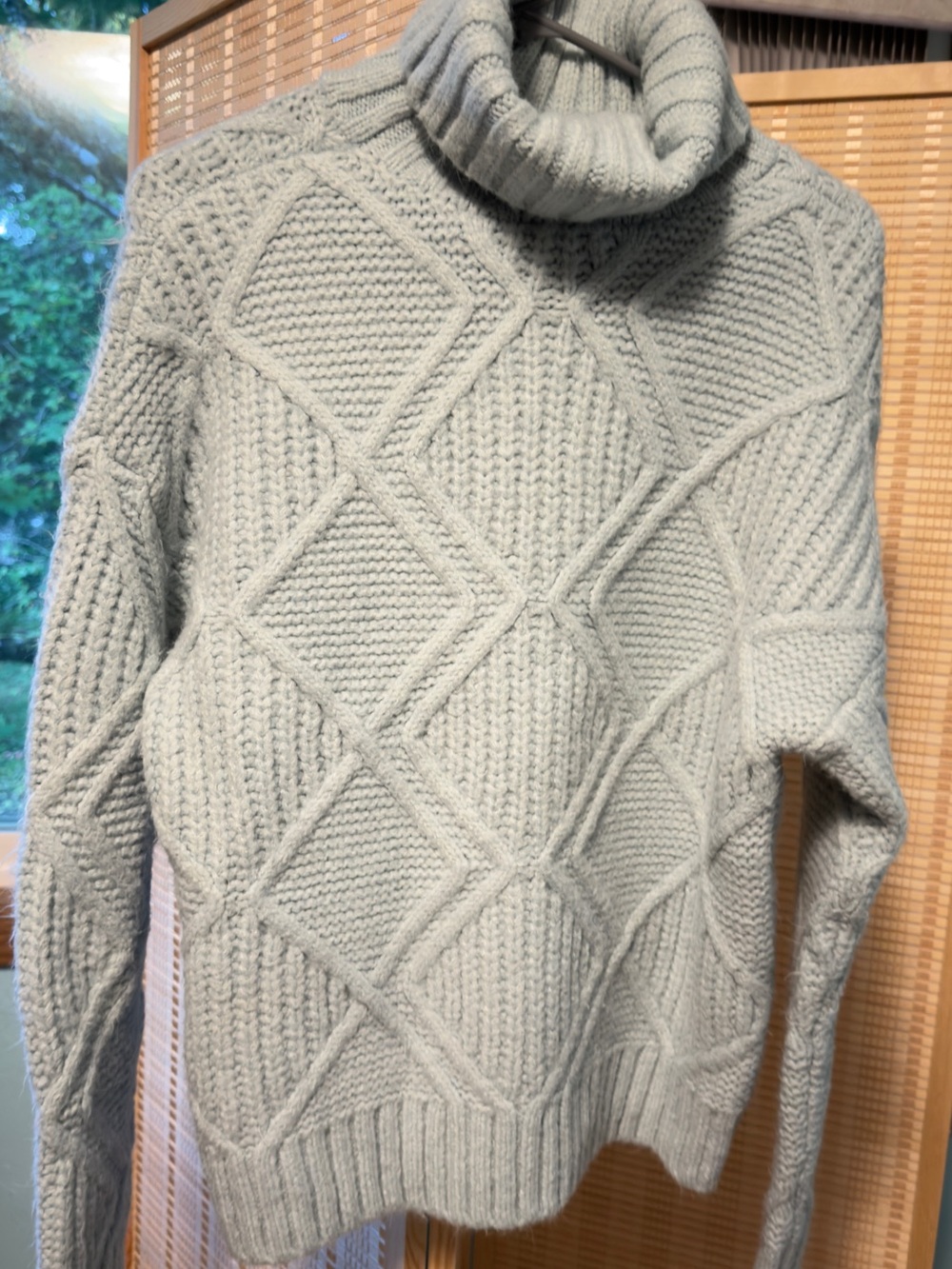 Cozy Turtleneck Cable Knit Sweater - Light Blue